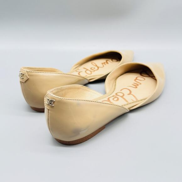 Sam Edelman Shoes Womens 6 Beige Patent Leather D'Orsay Pointed Toe Flats Cutout - Picture 9 of 13